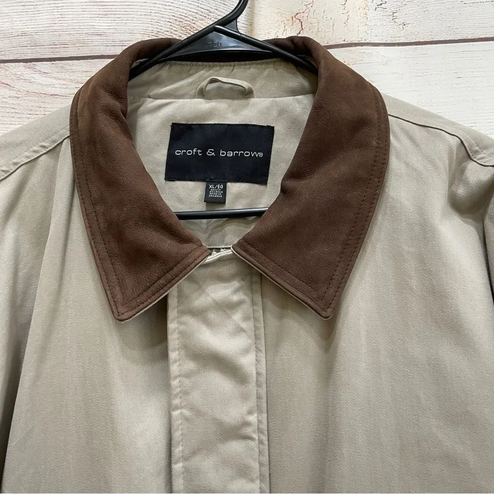 CROFT‎ & BARROW FLANNEL LINED BARN COAT IN KHAKI